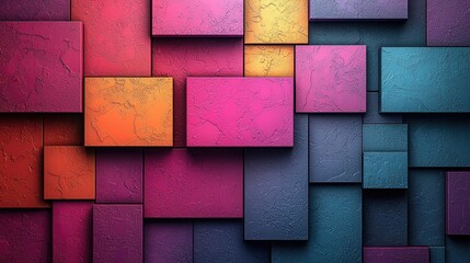 Poster - A vibrant abstract design featuring layered rectangular shapes in various colors and textures.