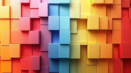 Poster - A vibrant arrangement of colorful 3D blocks creating a visually striking pattern.