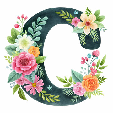 A vintage floral chalk-art-style drop cap featuring the letter 