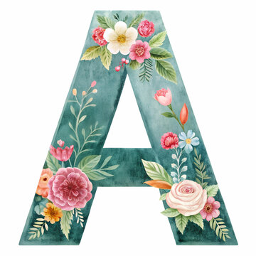 A vintage floral chalk-art-style drop cap featuring the letter 