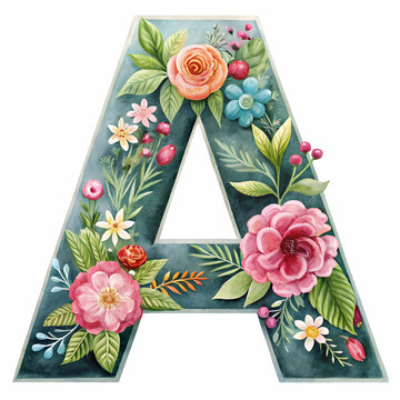 A vintage floral chalk-art-style drop cap featuring the letter 