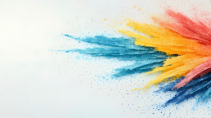 Poster - Vibrant color explosion creating a dynamic and artistic visual effect on a white background
