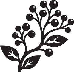 elegant berry branch silhouette vector, perfect for botanical designs, patterns, and nature-themed p