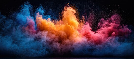 Poster - A vibrant explosion of colored smoke creating an abstract, dynamic visual effect.
