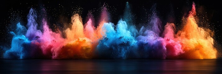 Poster - A vibrant explosion of colorful powder creating a dynamic visual effect.