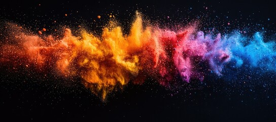 Poster - A vibrant explosion of colorful powder creating an artistic visual effect.