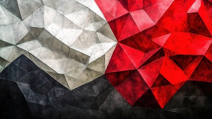 Poster - Abstract Red, White, and Black Triangle Background Design