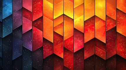Poster - A vibrant geometric pattern featuring a gradient of colors from dark to bright hues.