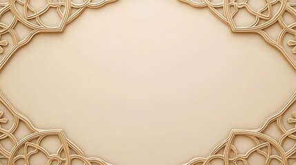 Wall Mural - Elegant Golden Frame Design Beige Background