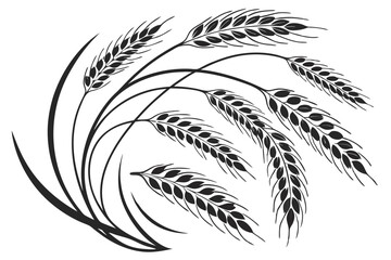 Wall Mural - Wheat leafs in circle black color line art G.eps