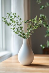 Canvas Print - White Vase with Green Plants