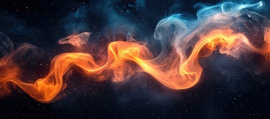 Poster - A vibrant, swirling cosmic nebula with orange and blue hues against a dark background.