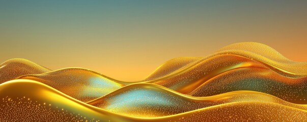 Poster - A serene landscape of golden waves under a soft gradient sky, evoking a sense of calm and tranquility.