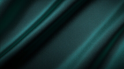 Poster - Luxurious, deep teal satin fabric texture with soft folds and rich green undertones, creating an elegant, abstract backdrop. Perfect for high-end design projects and as a sophisticated background for 