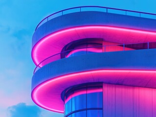 Wall Mural - tall building with pink light