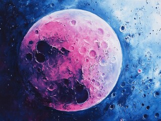 Wall Mural - Pink Moon in Blue Sky