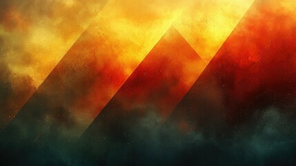 Poster - Abstract design featuring warm colors and geometric shapes, creating a dynamic visual effect.