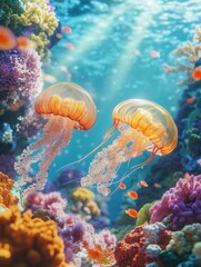 Canvas Print - Jellyfish swimming in ocean