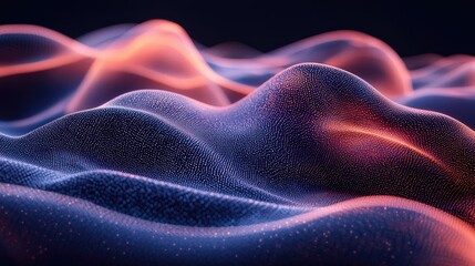 Poster - Abstract digital waves with glowing effects in a gradient of colors.
