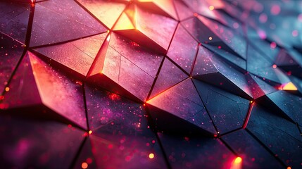 Poster - Abstract geometric pattern with glowing elements in vibrant colors.