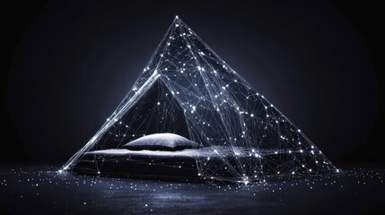 Poster - data technology abstract futuristic illustration. low poly shape with connecting dots and lines on d