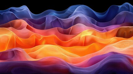 Poster - Abstract waves of vibrant colors create a flowing, dynamic visual landscape.