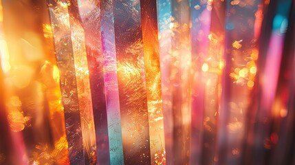 Poster - An abstract composition of colorful light reflections and transparent surfaces.
