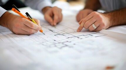 Poster - Two Engineers Analyzing Blueprints on Construction Site Outdoors