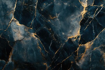 Canvas Print - Black and Gold Marble Close Up