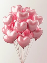 Sticker - Pink heart balloons bouquet. Happy Valentine's day concept. AI generated image.