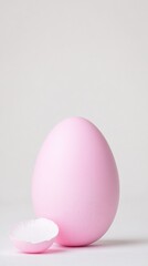 Aufkleber - Minimalist Pastel Pink Easter Eggs on White Background in 4K