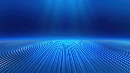 Poster - An abstract blue background with blurred stripes and light stripes on the horizon. The lines resemble a highway, with a focus on smooth curves that represent technology and communication concepts.