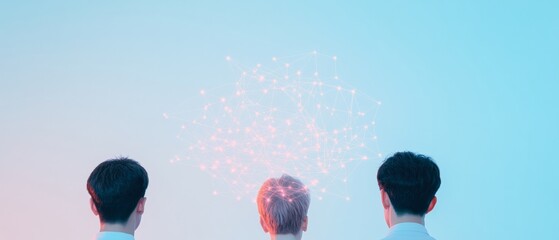 Poster - Abstract Digital Network in Pastel Tones with Silhouetted Participants Focusing on Learning