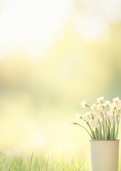 Poster - Sunlit Daffodils in a Tranquil Spring Meadow
