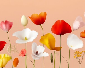 Poster - Vibrant Springtime Floral with Bold Blossoms on Soft Background
