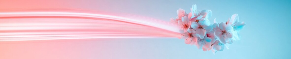 Aufkleber - Vibrant Spring Blossoms in Dynamic Motion with Pastel Gradient Background