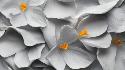 Poster - Monochrome Crocuses with Bright Orange Centers in Soft Light
