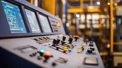 Poster - Modern Industrial Machinery Control Panel in a Manufacturing Plant