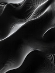 Poster - Creative black lines and curves background. 3D Rendering