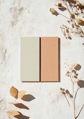 Poster - Minimalist Eco-Design Flat Lay of Recycled Stationery with Natural Elements