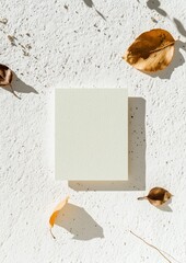 Aufkleber - Minimalist Eco-Friendly Stationery Flat Lay with Dried Leaves and Muted Earth Tones