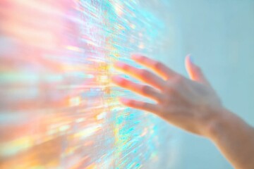 Leinwandbilder - Futuristic Interaction Hand Engaging with Holographic Interface