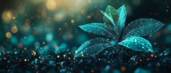 Aufkleber - Abstract technology background of a flourishing tech plant, enhanced by AI algorithms, symbolizing the harmonious growth and development driven by artificial intelligence