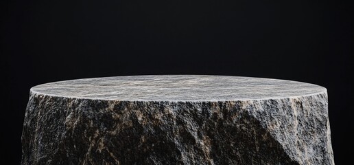 Leinwandbilder - Rough stone surface, round tabletop, dark background, product display.