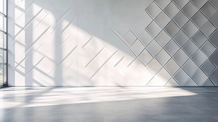 Poster - Industrial White Wall with Silver Diamond Pattern and Natural Light