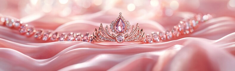 Aufkleber - Pink diamond tiara on silk.