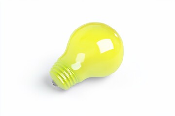 Poster - A vibrant yellow lightbulb rests on a white background, slightly tilted, suggesting an idea or innovation.