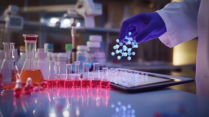 Poster - Futuristic Researcher Using Digital Technology in Pharmaceutical Lab