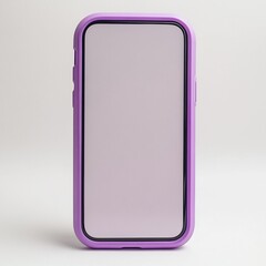 Aufkleber - Purple smartphone in protective case with blank screen on white background.