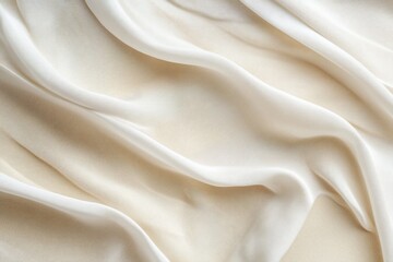 Leinwandbilder - Draped cream and white silk fabric with soft folds and ripples.